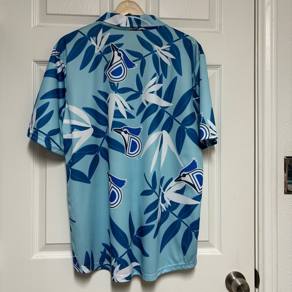 BDA Sports Dunedin Blue Jays Hawaiian Short Sleeve Button Down Shirt Size Large - Picture 3 of 11